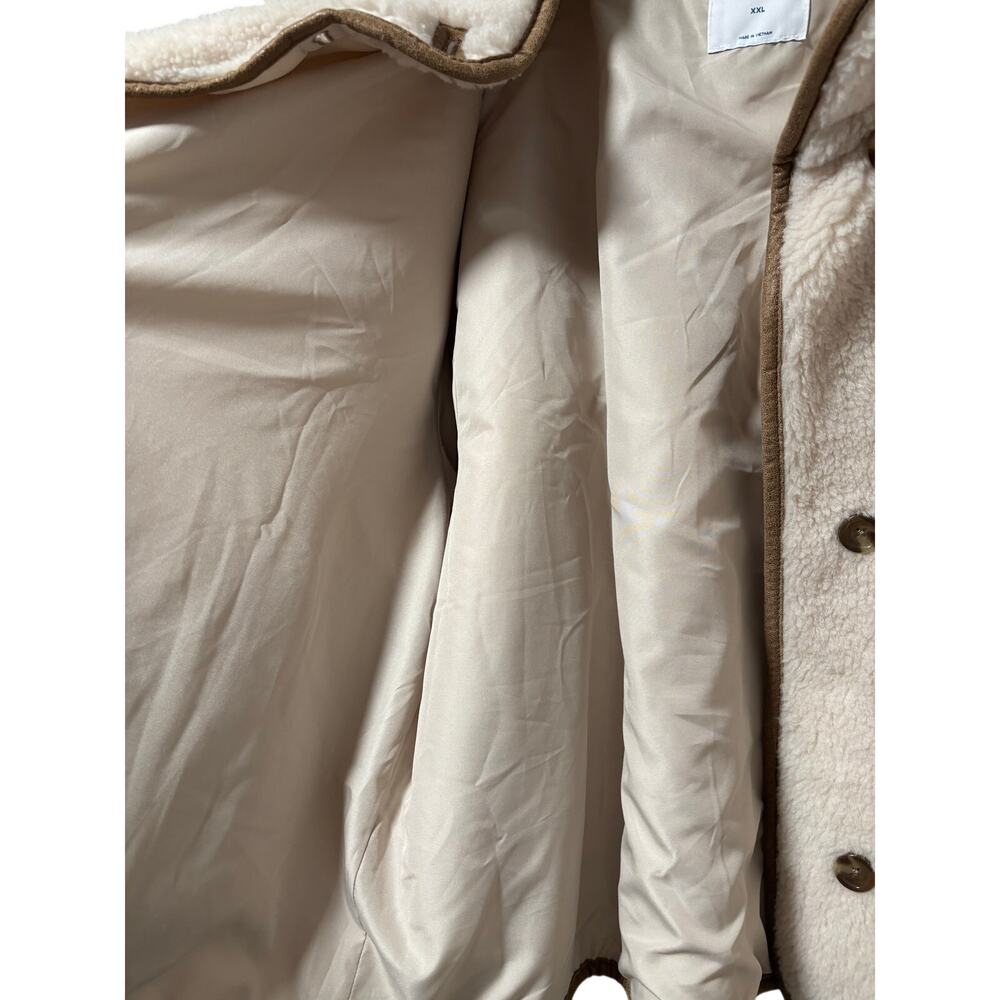 Old Navy Sherpa Fleece Jacket Women’s XXL Cream Button Front Cozy Teddy Coat - Picture 8 of 11